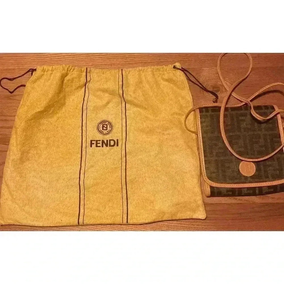 Fendi SAS Vintage Crossbody Brown Shoulder Bag Zukka Purse Logo S.A.S Roma Italy - Picture 2 of 13